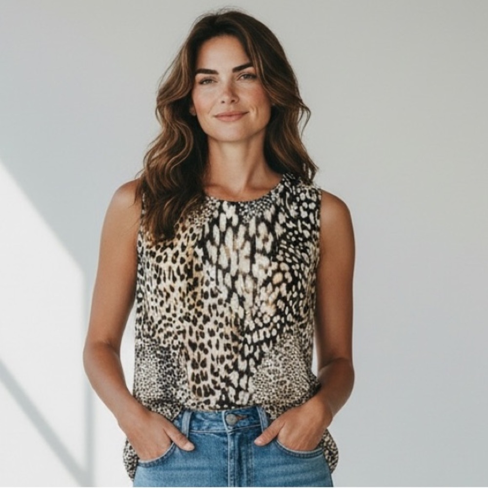 Calvin Klein ladies , sleeveless blouse animal print excellent condition medium